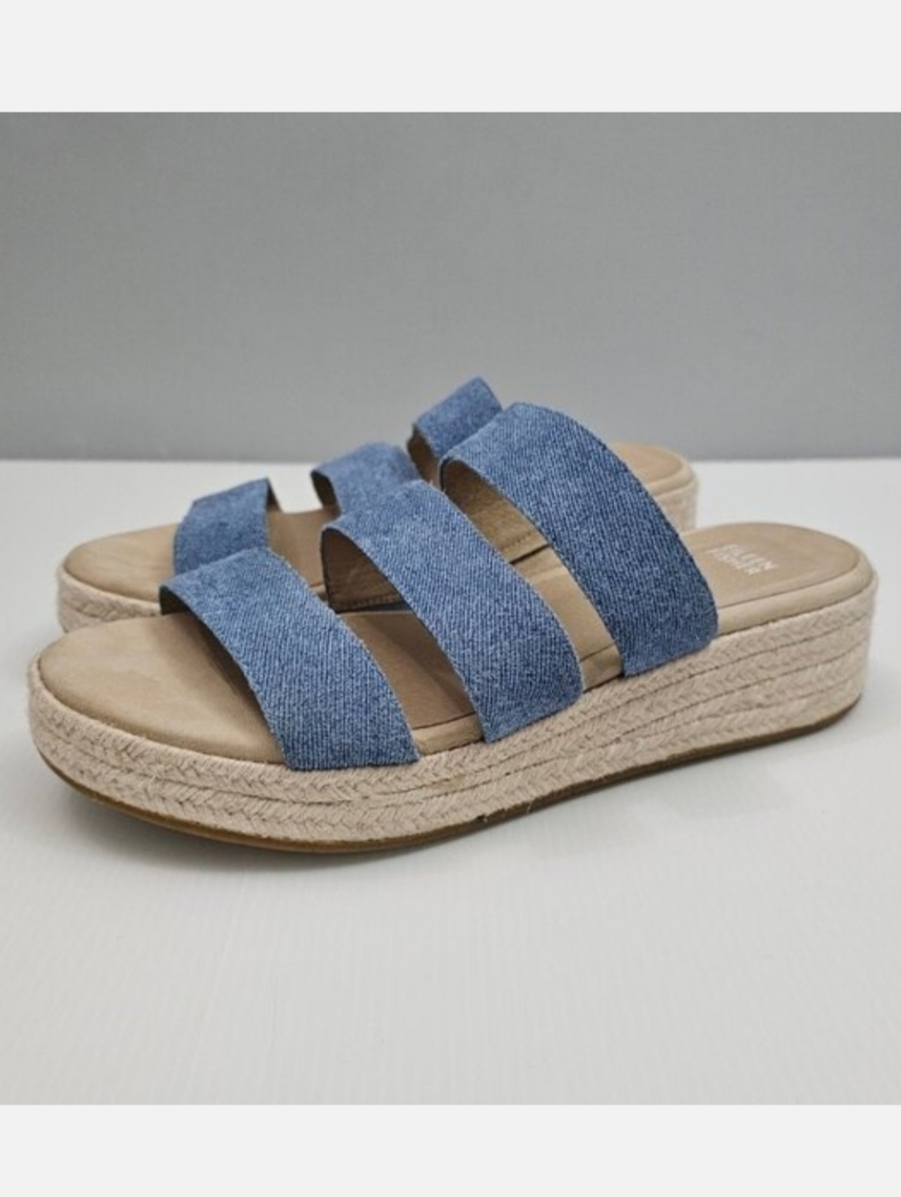 Eileen Fisher Mayla Espadrille Sandal Womens 10 Denim Jute Platform Slide